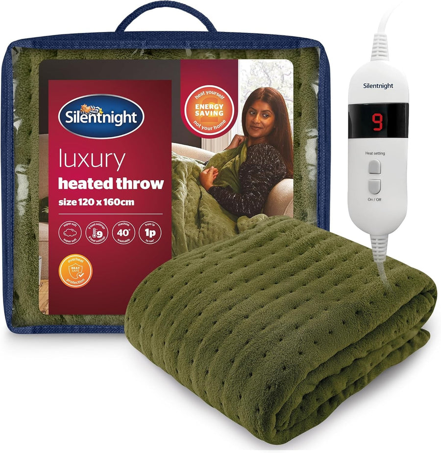 Electric Heated Throw Blanket Fleece Fast Heat 9 Settings 120x160cm