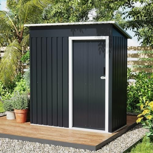 Metal Garden Storage Shed 5.5x3ft Waterproof Outdoor Tool Shed, Lockable Door