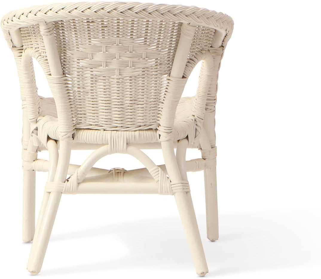 Kids Indoor Loom Chair Rattan Lightweight Stackable Toddler Seat White