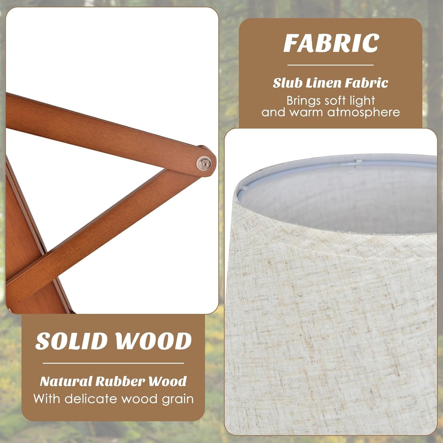 Wooden Floor Lamp Adjustable Joints Fabric Shade Creative Standing Light