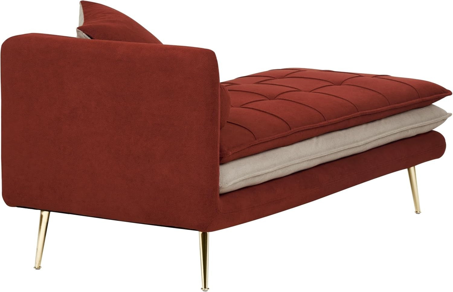 Left Hand Red Tufted Chaise Lounge with Thick Cushions & Pillows Living Room