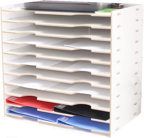 A3 Wooden Desk Organizer Tray 10-Tier Multi-Layer Desktop File RackA3 Wooden Des