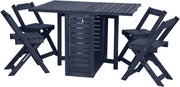 Folding Drop Leaf Dining Set Space Saving Table with 4 Chairs Indoor Outdoor