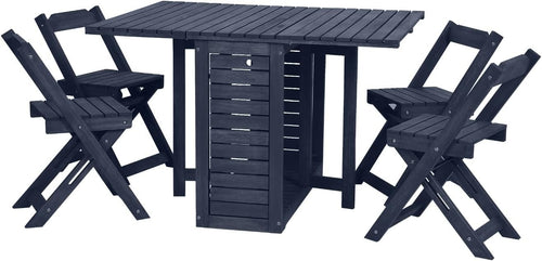 Folding Drop Leaf Dining Set Space Saving Table with 4 Chairs Indoor Outdoor