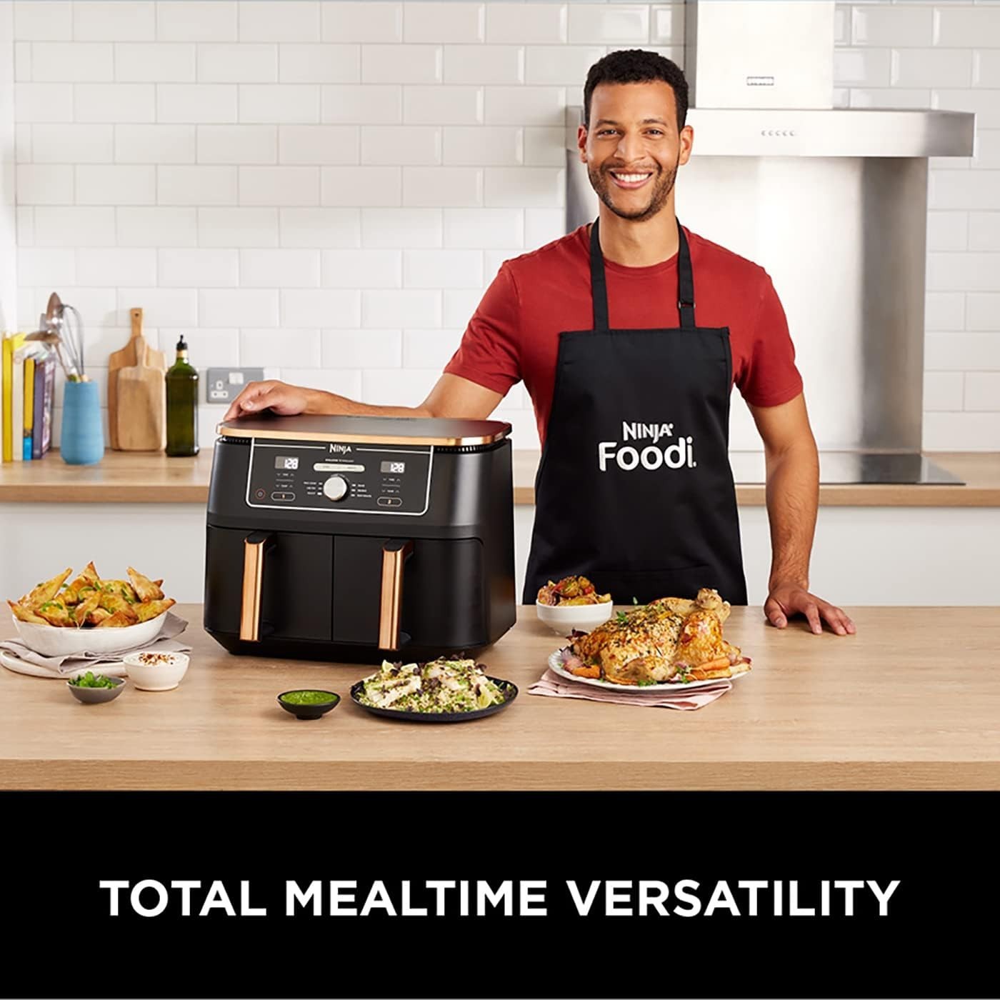 Dual Zone Air Fryer 9.5L 2 Drawer No Oil Max Crisp Roast Bake