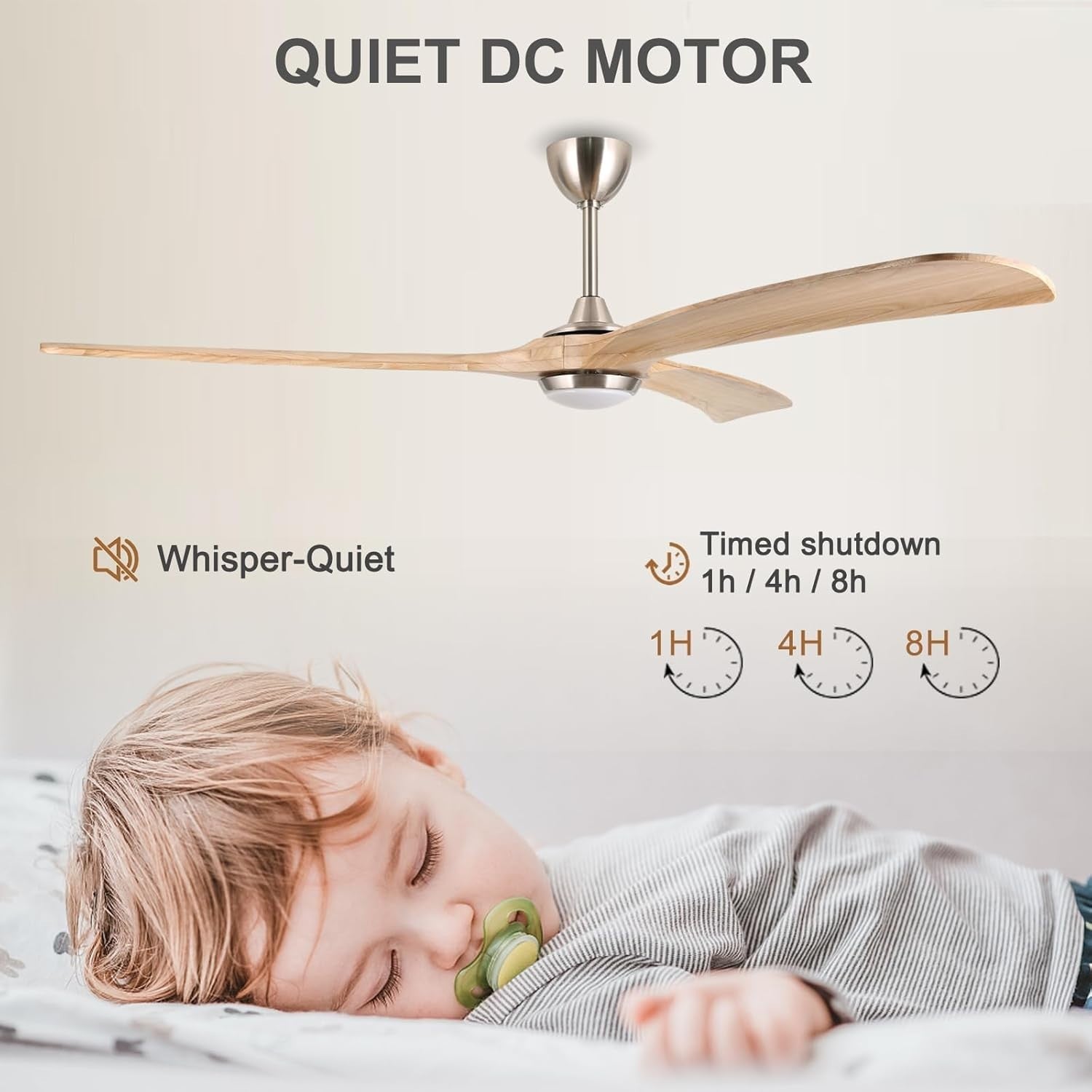 Ovlaim 183CM Smart WiFi Ceiling Fan with Light, 3 Wood Blades, Remote