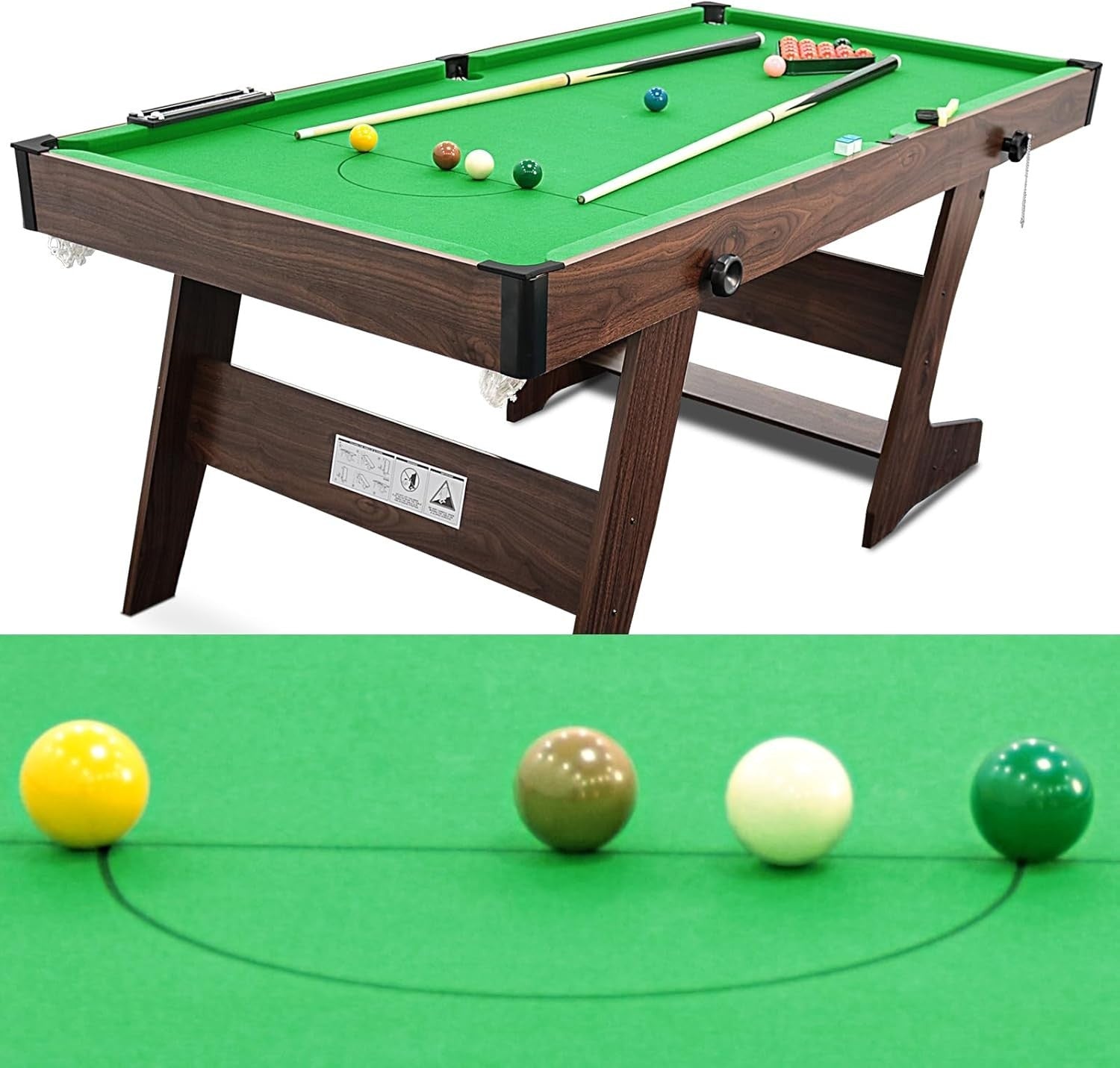 6FT Folding Pool Snooker Table Set Space Saving Billiards w Accessories