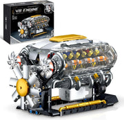 V8 Engine Model Kit 692PCS STEM Buildable Transparent Moving Parts Toy
