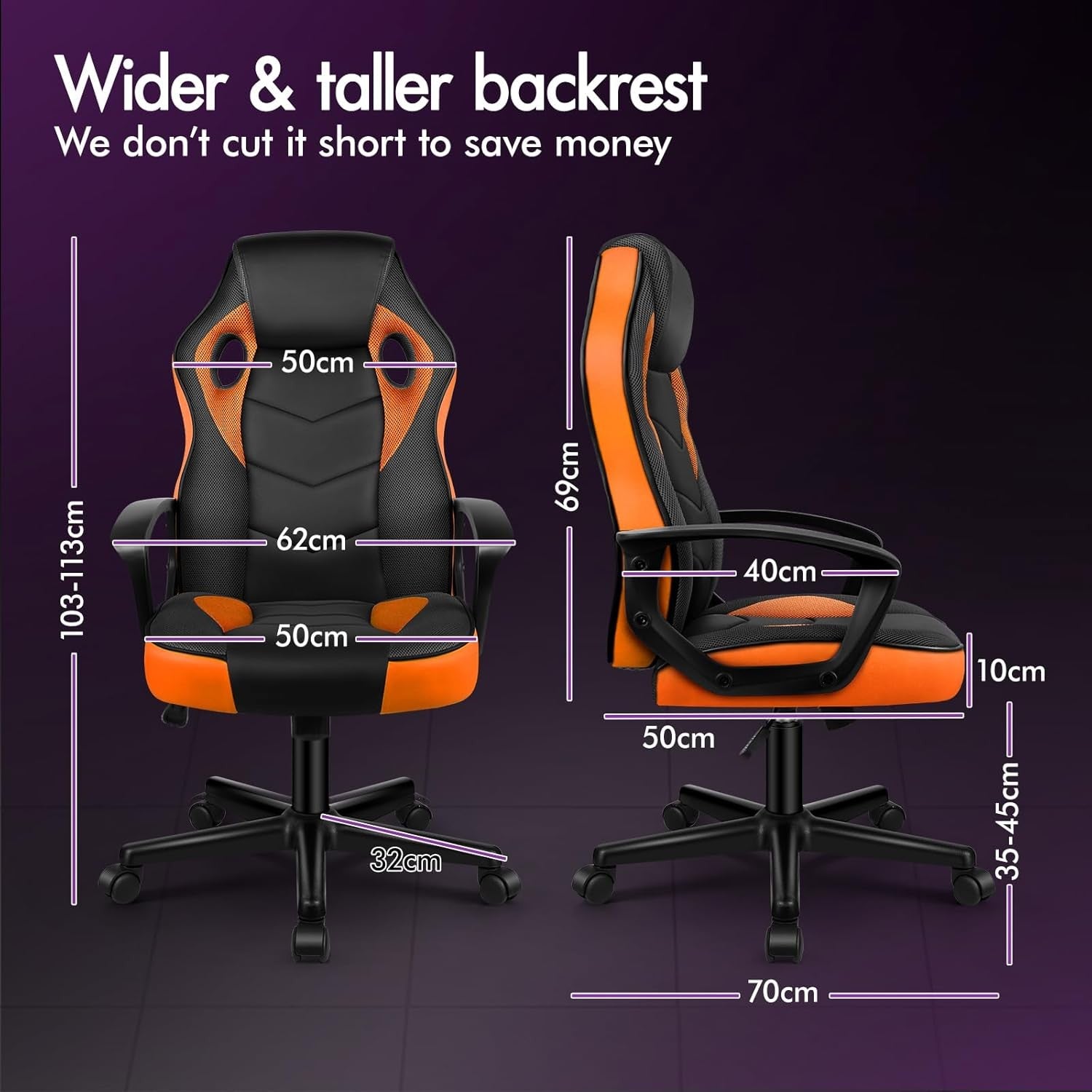Ergonomic Gaming Chair Recliner w/ Footrest Lumbar Support PU