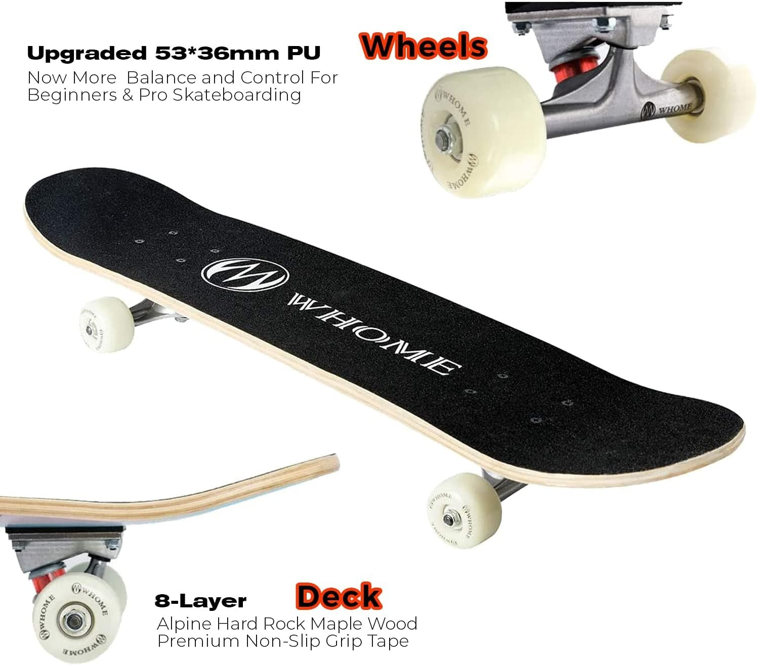 Complete Skateboard 31"x8" Violet Maple Deck ABEC-9 Bearings