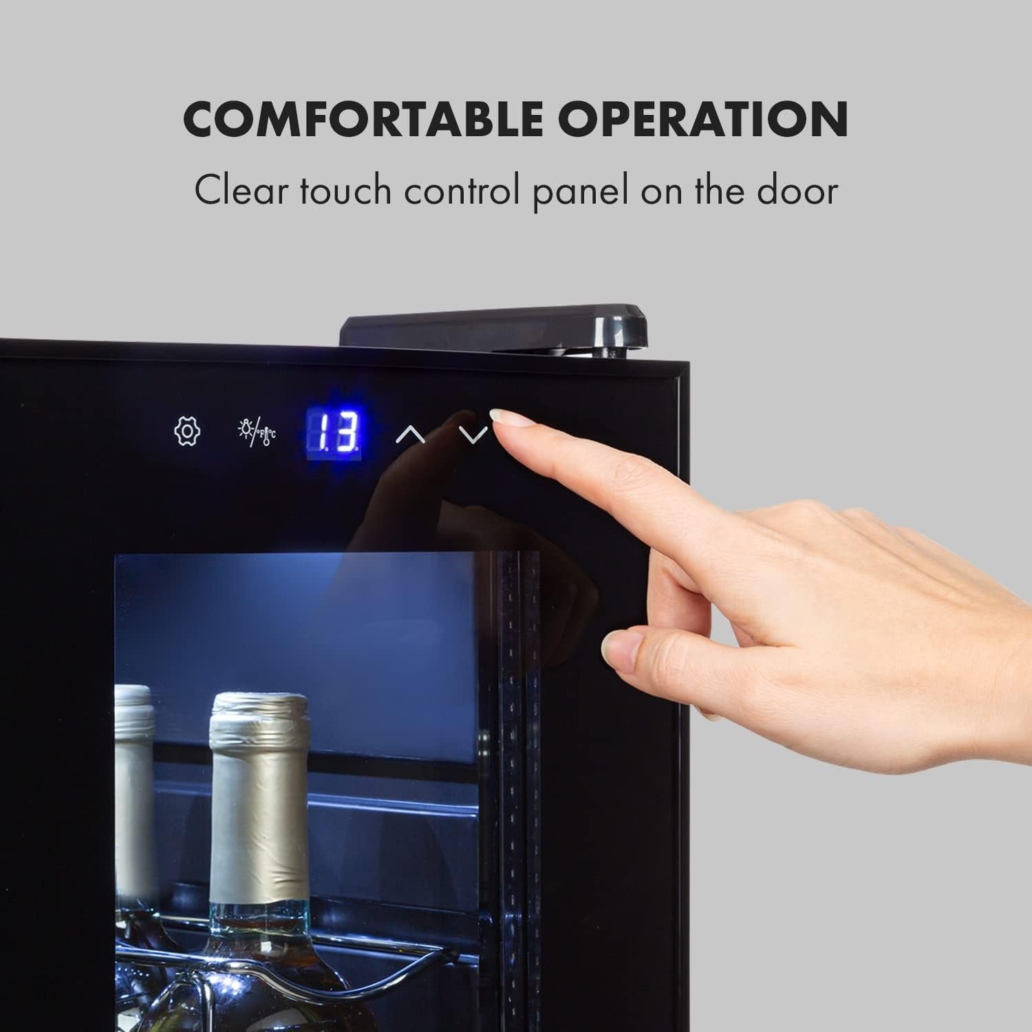 Wine Cooler Fridge 12 Bottle Glass Door Single Zone Freestanding Black