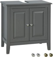 Dark Grey Bathroom Vanity Unit 2 Door Under Sink Storage Cabinet MDF Cupboard