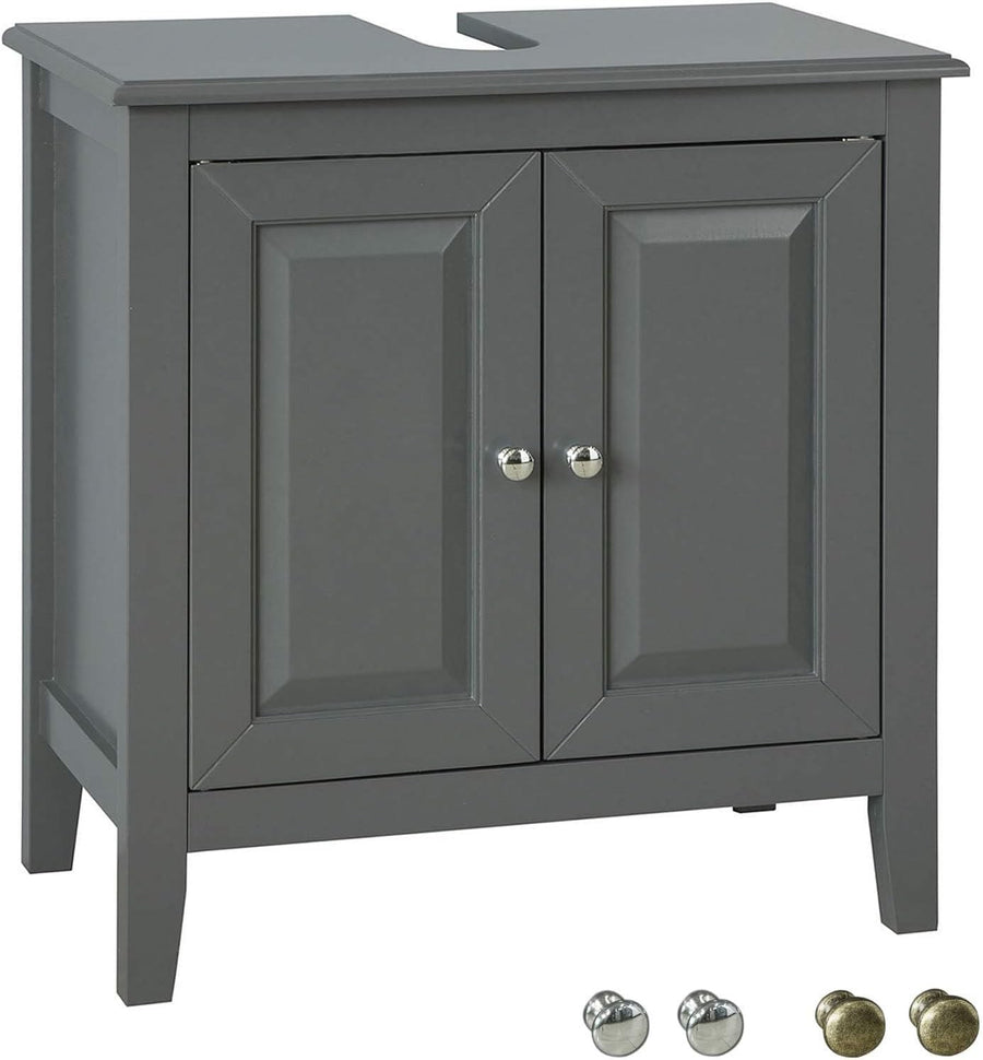 Dark Grey Bathroom Vanity Unit 2 Door Under Sink Storage Cabinet MDF Cupboard