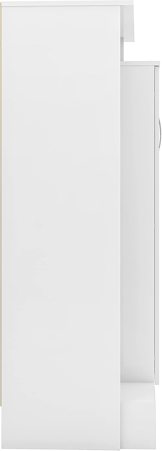 White Gloss Open Shelf Wardrobe 2 Doors Storage Cabinet Bedroom Unit