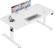 White Electric Standing Desk 140x60cm Adjustable Home Office Table