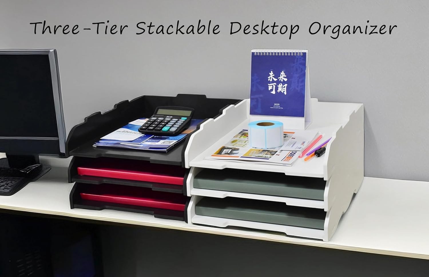 A3 3-Tier Desk File Organizer | Desktop Paper Tray Storage | Office & Home