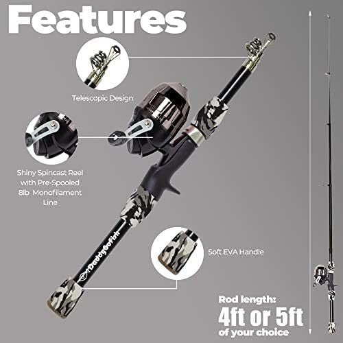 Kids Fishing Rod & Reel Combo Starter Kit with Tackle Box 4-5ft Set