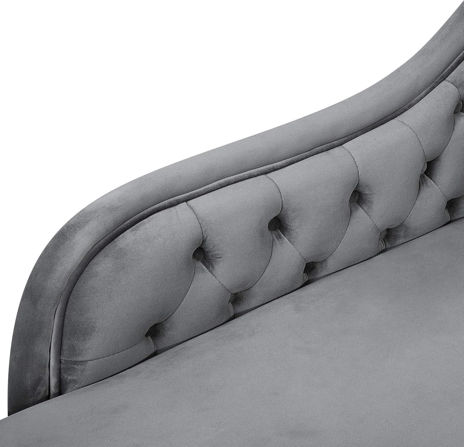 Right Hand Velvet Chesterfield Chaise Lounge Grey Tufted Sofa for Living Room