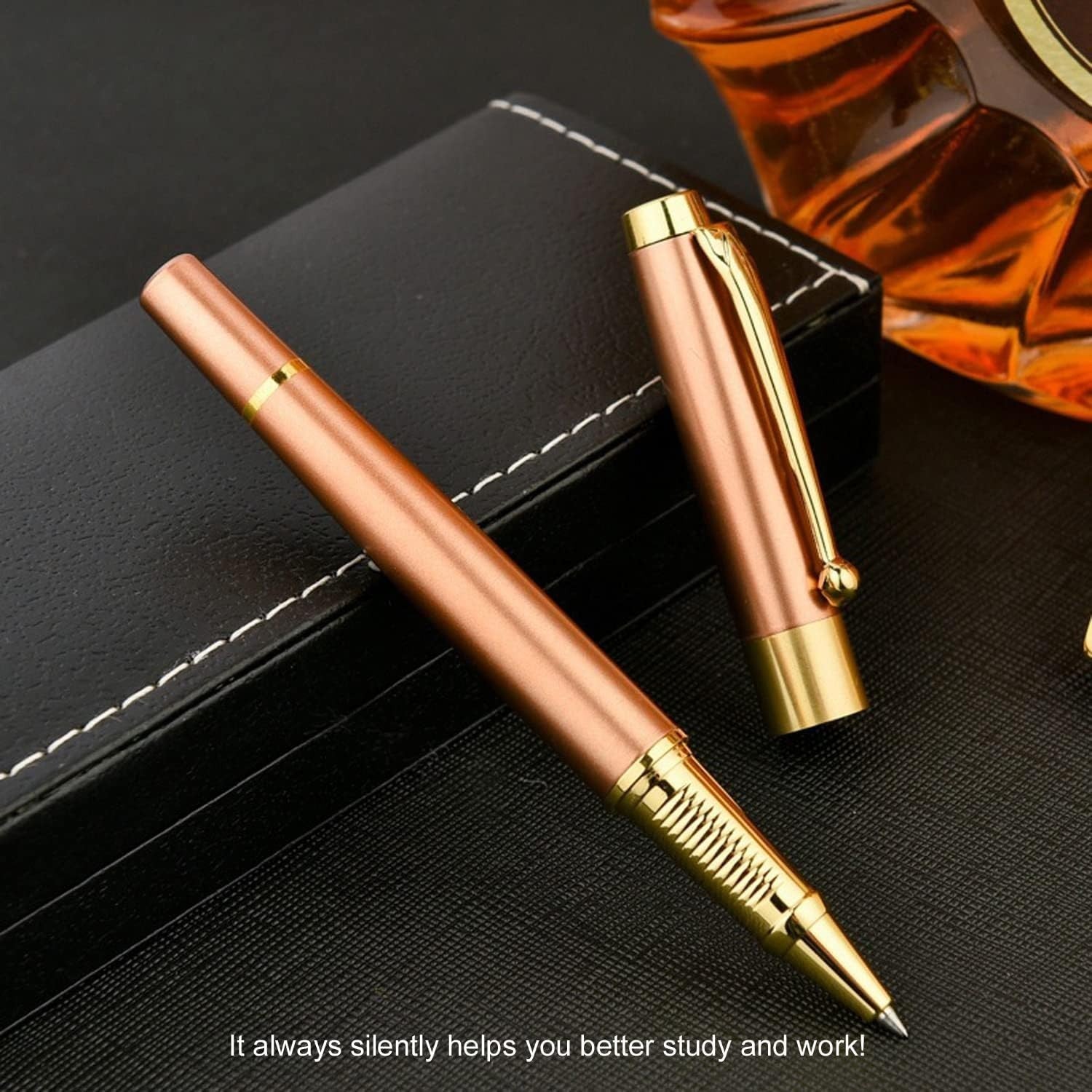 Luxury Rose Gold Ballpoint Pen Medium Point Smooth Writing Black Ink