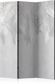 White Grey Leaf Folding Room Divider 3 Panel Canvas Privacy Screen 135x172cm