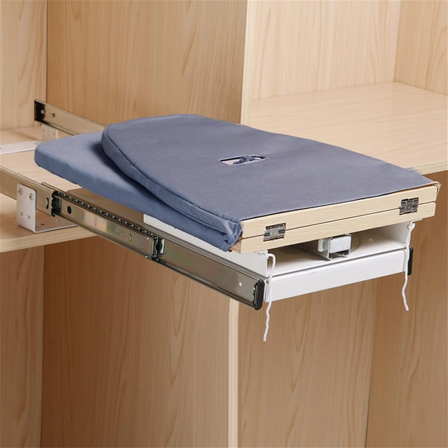 Wall Mounted Pull Out Ironing Board 180° Rotating Fold Away Grey 81cm