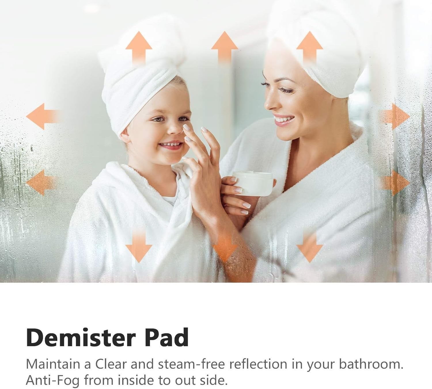 LED Bathroom Mirror 50x70cm Anti-Fog Touch Control Shaver Socket Lighted