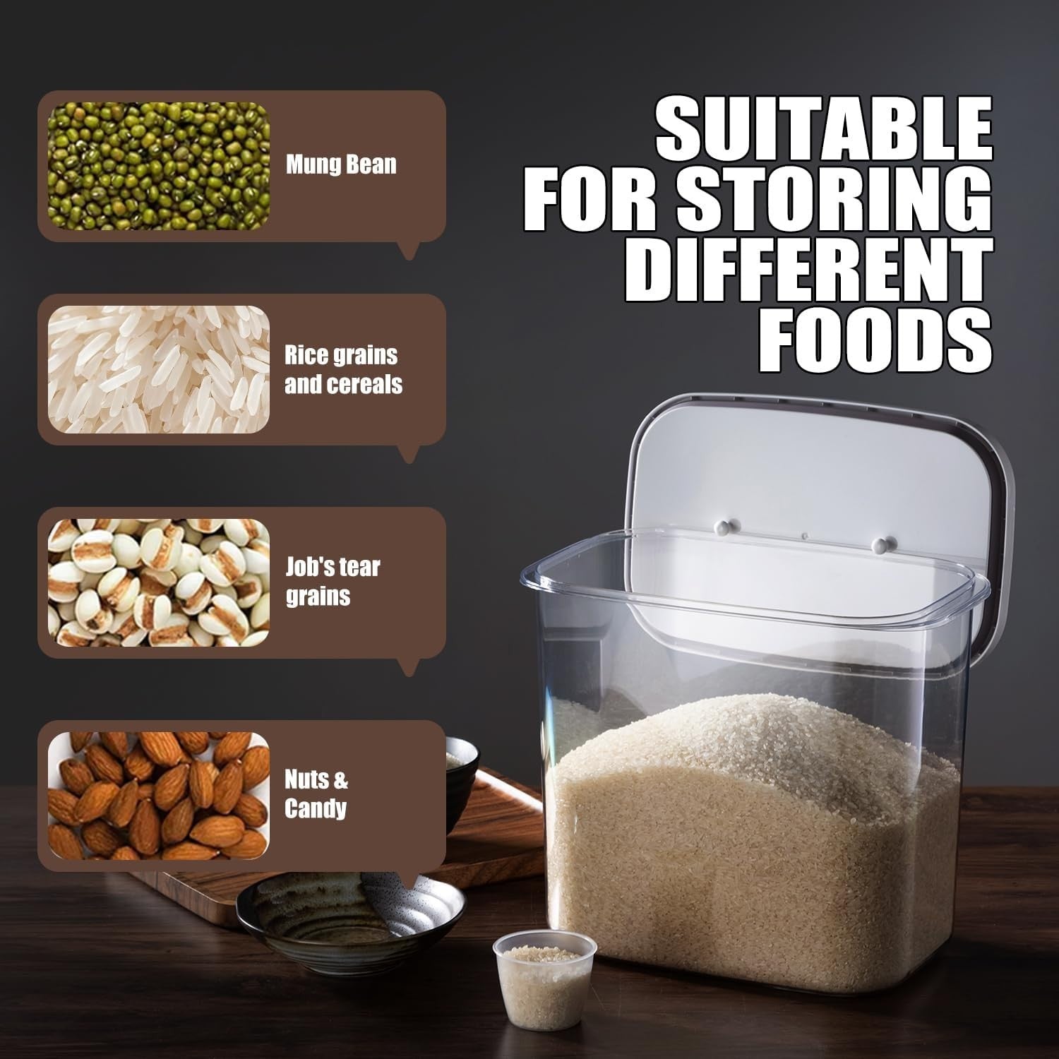 6L 10LBS Rice Dispenser Airtight BPA Free w Cup