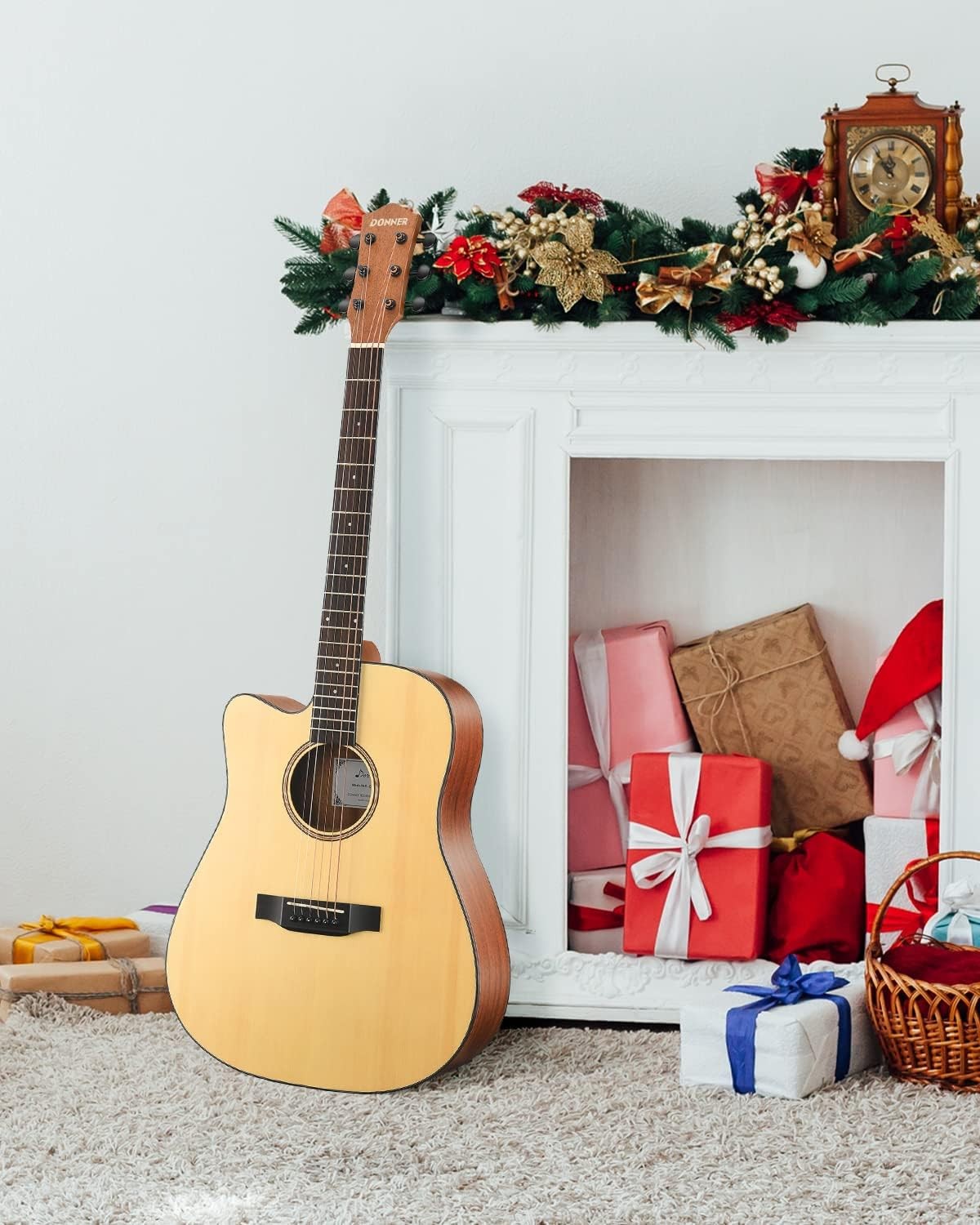 Left Handed 41" Acoustic Guitar Full Size Cutaway Beginner Kit