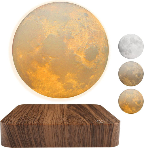 Levitating Moon Lamp, Magnetic Floating 3-Color Spinning LED Night Light