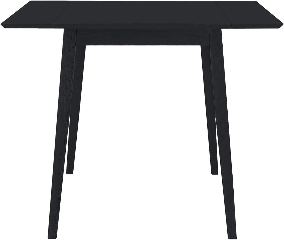 Small Black Drop Leaf Folding Dining Table Space-Saving Rectangular