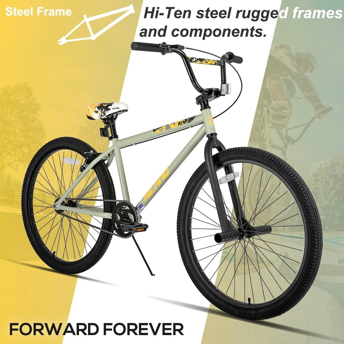 Kids BMX Bike 24/26” Sturdy Steel Frame, Adjustable, 2 Pegs, Beginner to Pro