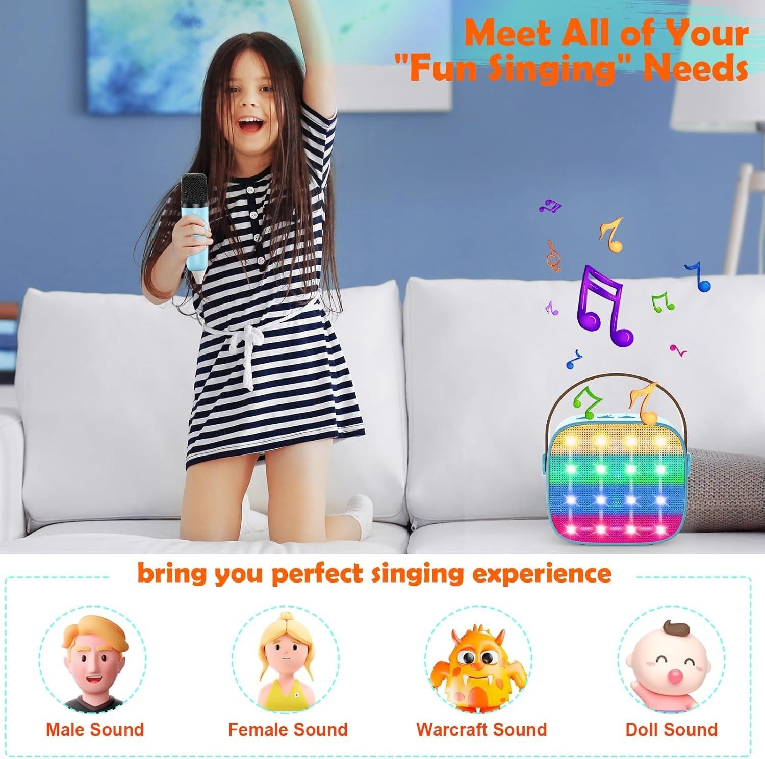 Portable Bluetooth Karaoke Machine 2 Wireless Mics Party Speaker