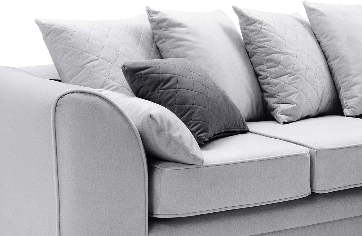 Light Grey Right Hand L Shape Corner Sofa Velvet Water Repellent Plush Comfort