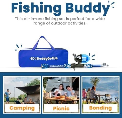 Kids Fishing Rod & Reel Starter Set with Tackle Box 4-5ft Kit