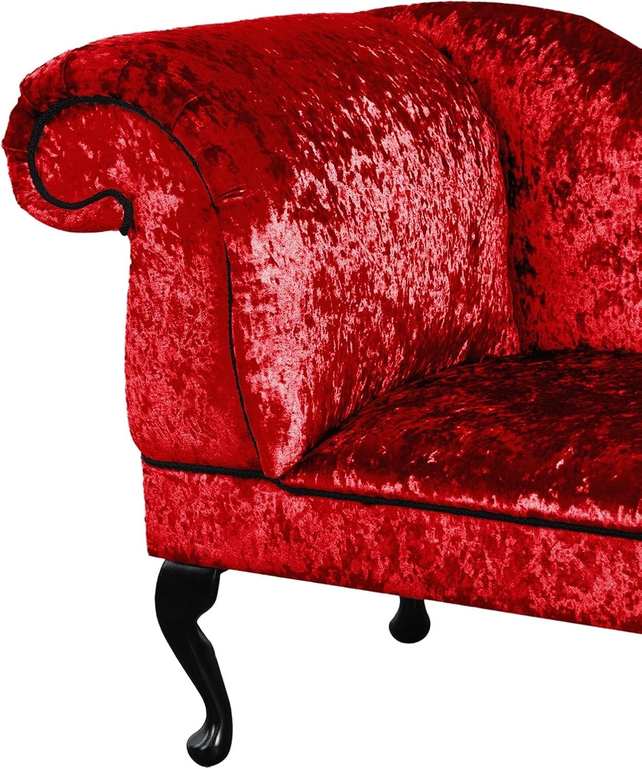 Luxury Red Velvet Chaise Lounge Left Hand – Handmade, Backless, UK Made