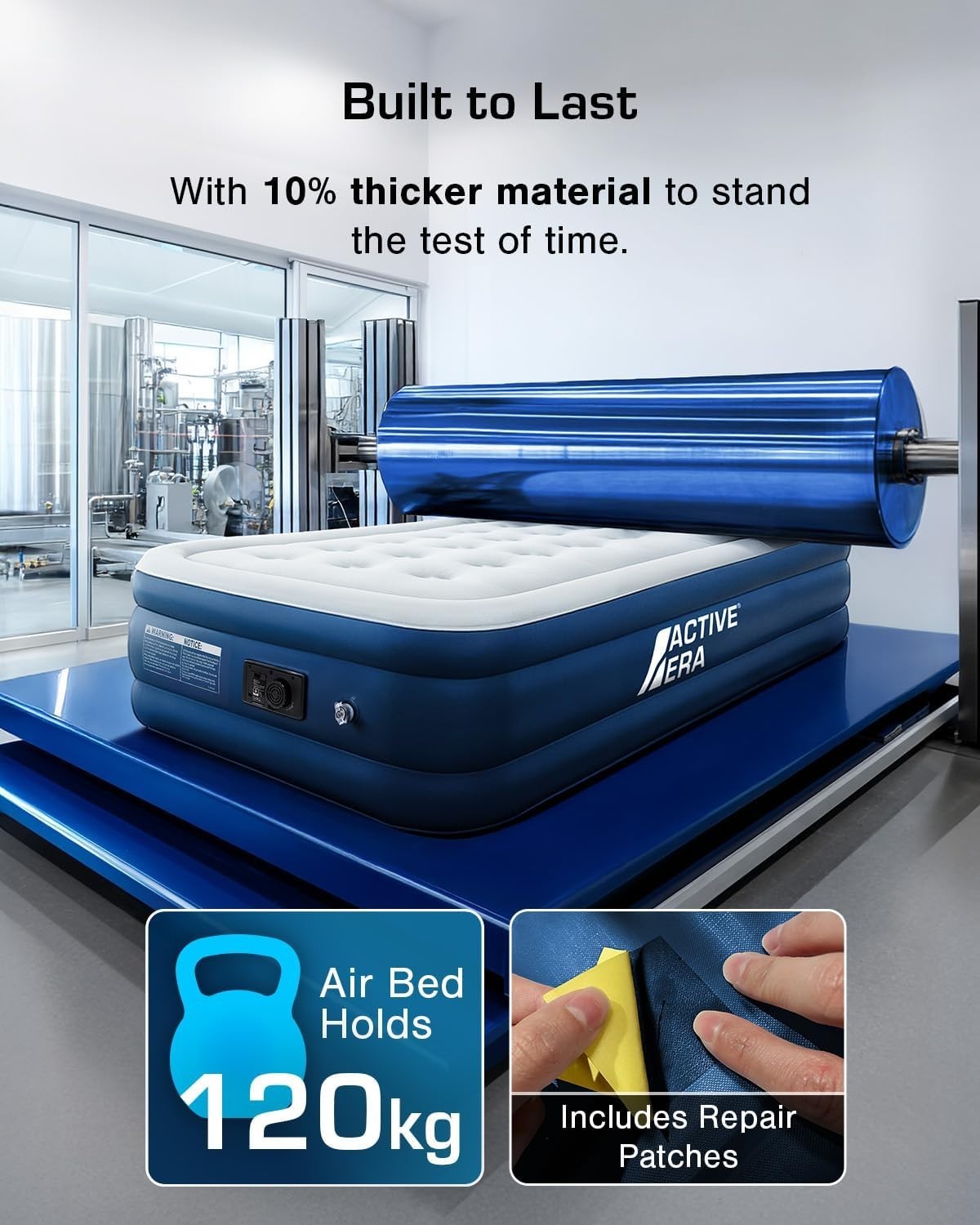 Single Inflatable Air Mattress with Built-In Pump & Flocked Top 188x99x36cm