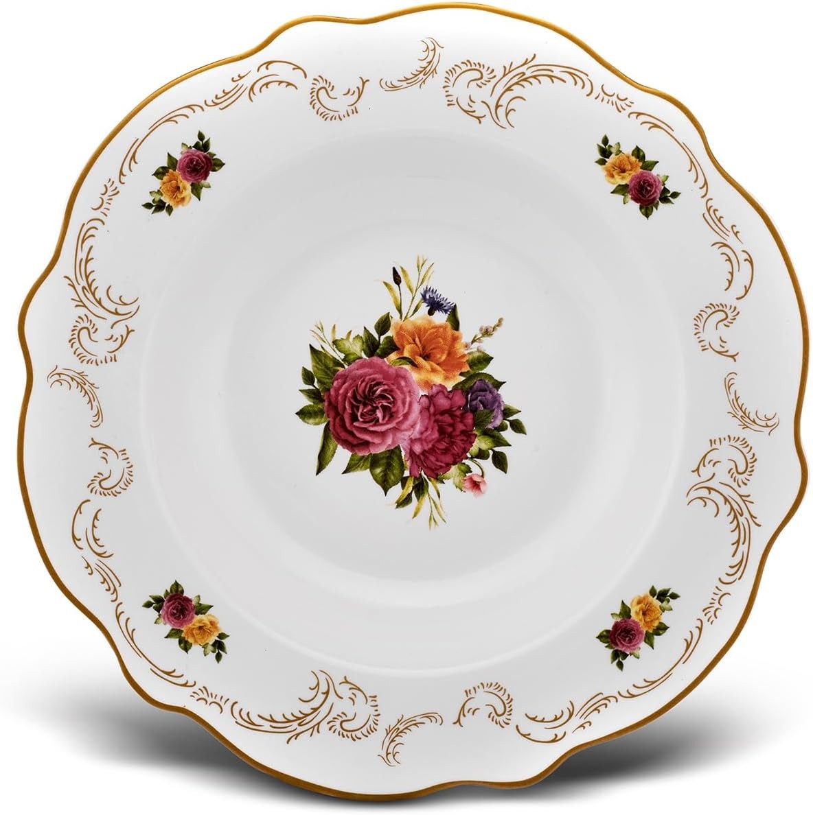 24pc Bone China Dinner Set Floral Plates Bowls Vintage Style for 6