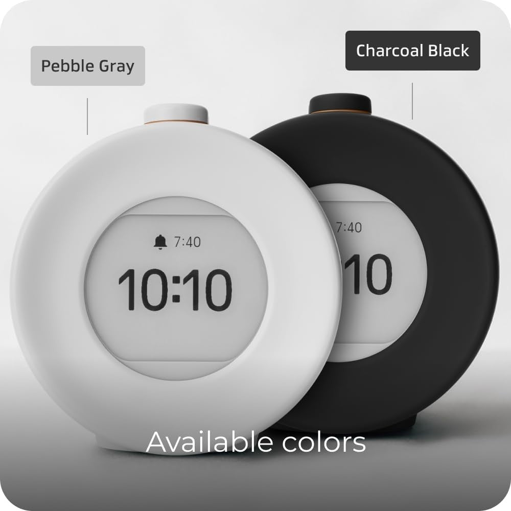 Digital Daylight Alarm Clock E-Ink Display Meditation Sounds Sunrise Grey