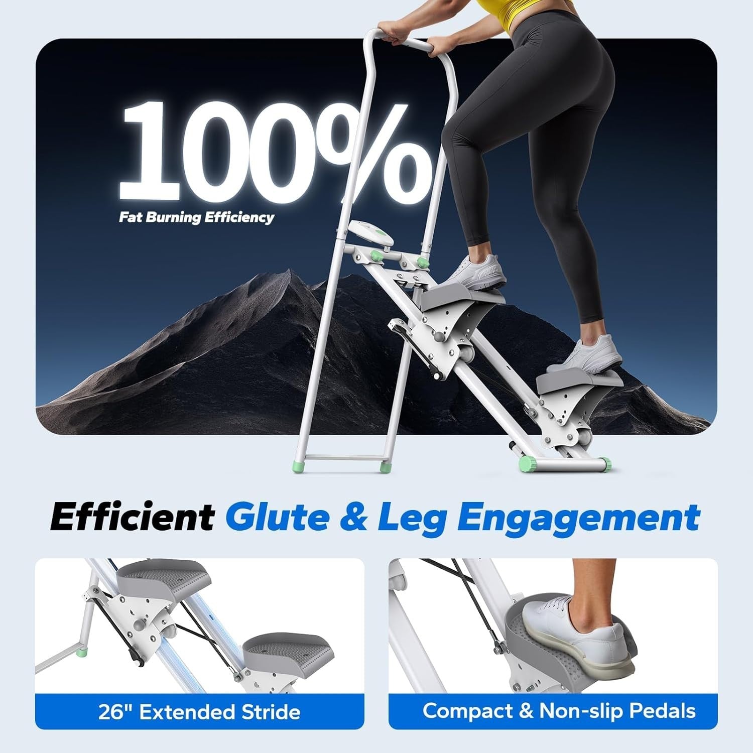 Foldable Stair Climber w/ LCD Monitor, Adjustable Pedals & 2 Resistance Levels