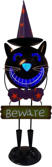 Solar Halloween Cat 60cm Metal LED Light-Up Statue Outdoor Spooky Yard Decor
