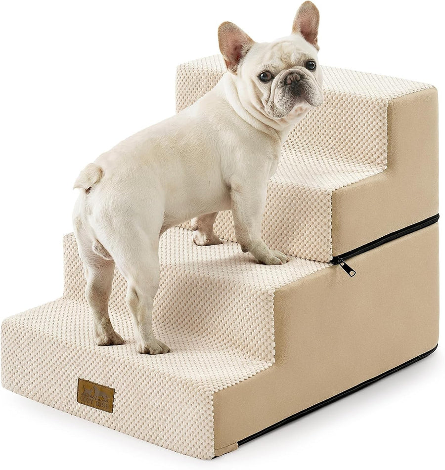 4 Tier Dog Stairs for Small Dogs 45cm High Pet Steps Beige