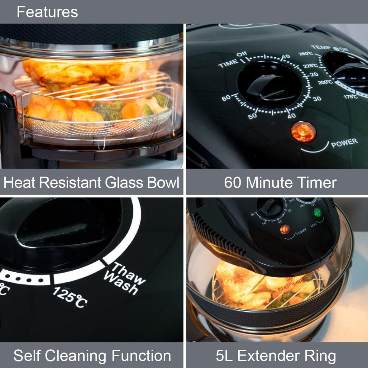 Halogen Air Fryer Oven 17L | Multi-Function, Self-Clean, Timer, Extender Ring