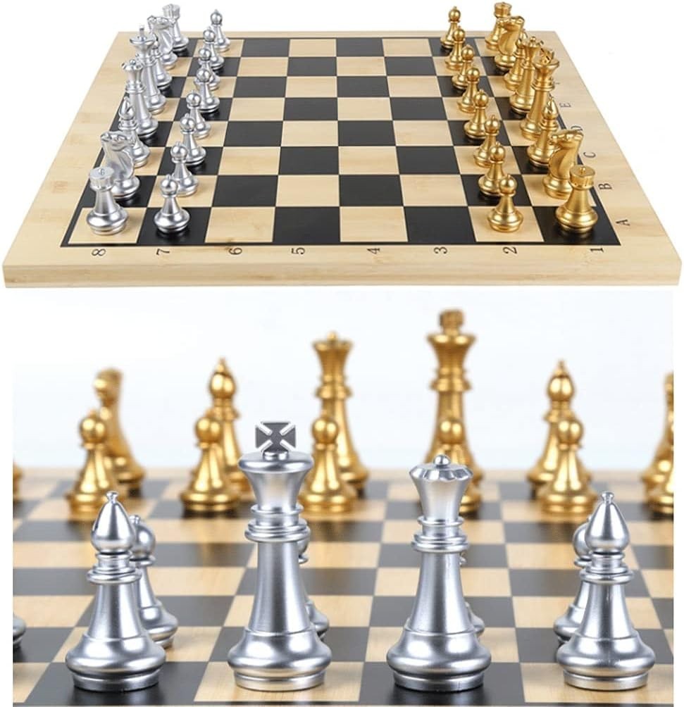 Wooden Xiangqi Travel Chess Set Double Sided Board 44cm Strategy Game