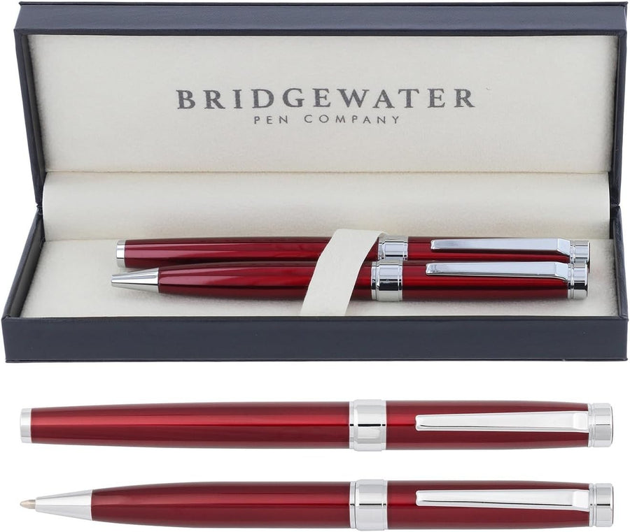 Executive Ballpoint & Rollerball Pen Gift Set Red Boxed