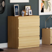 Modern 3 Drawer Wooden Chest Storage Unit Pine Finish Slim Space Saver