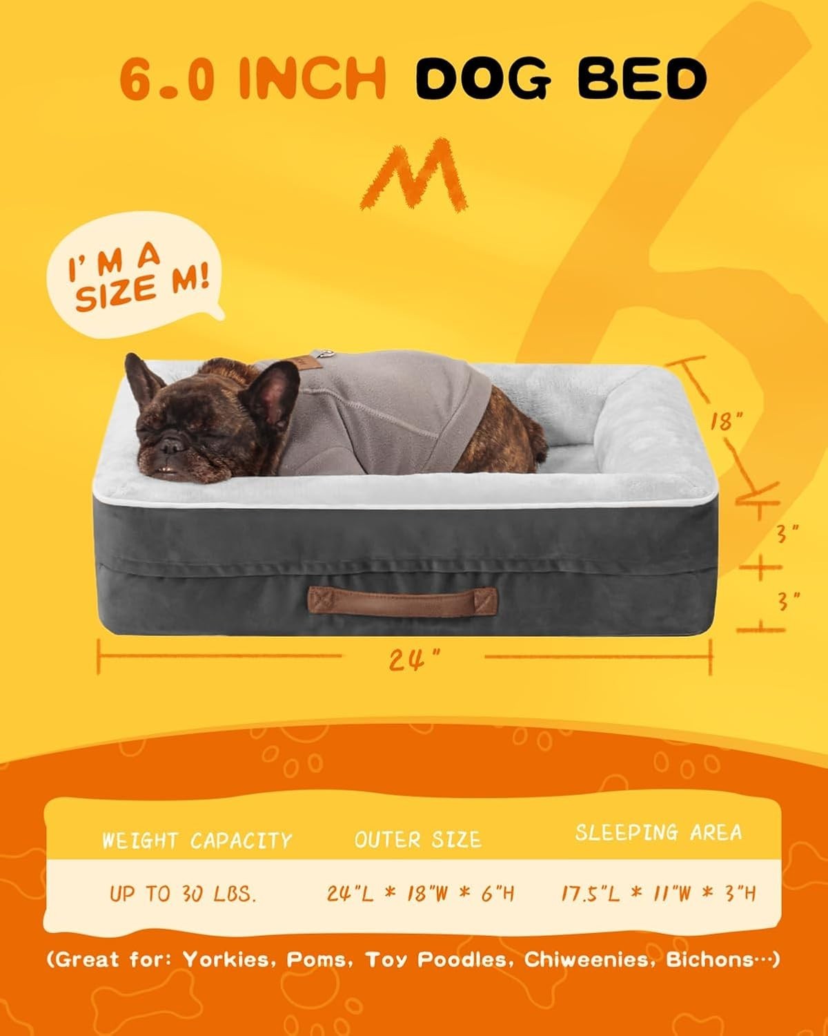 Orthopedic Cat & Small Dog Bed 61x46cm Waterproof Sofa