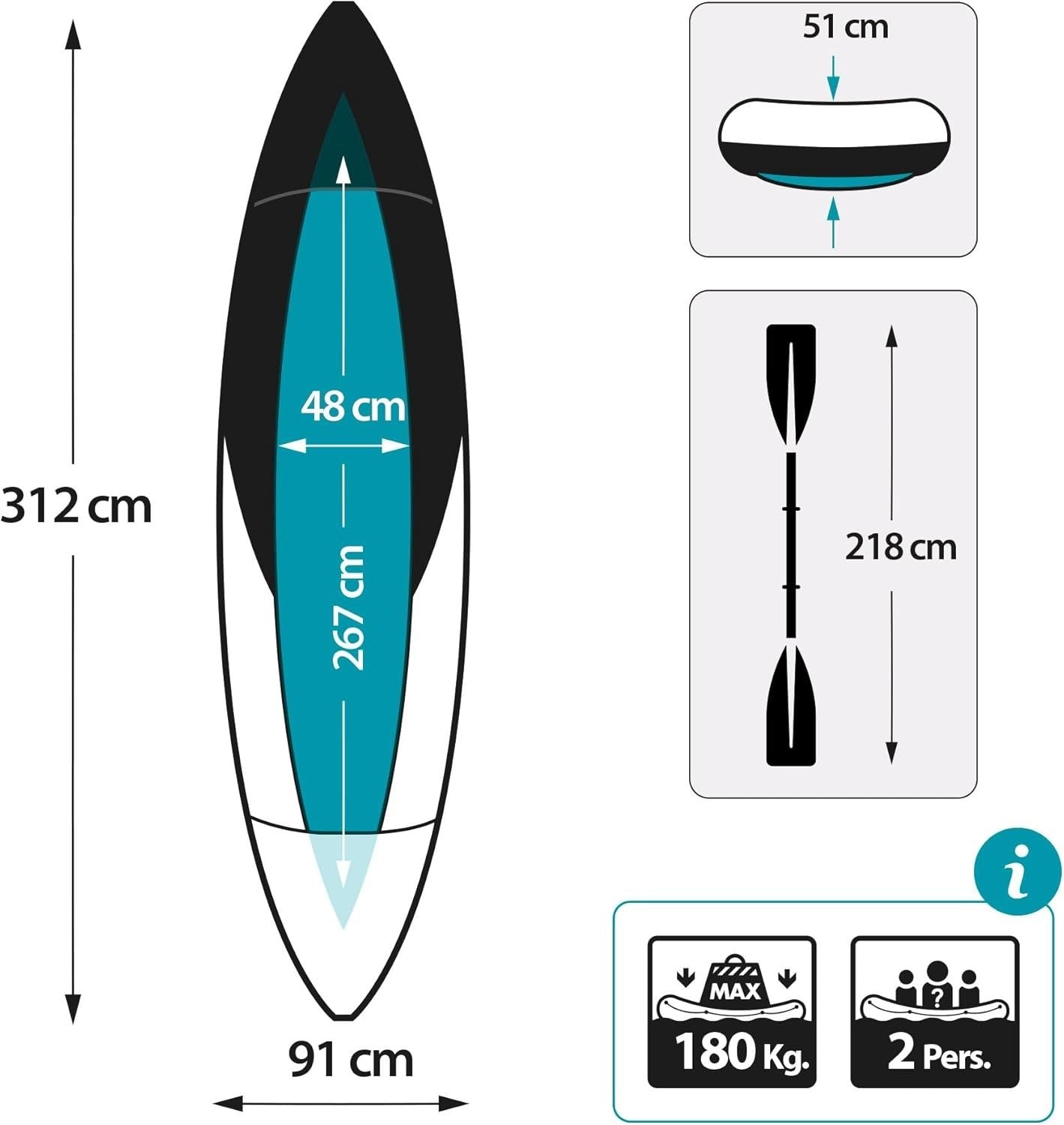 2 Person Inflatable Kayak Set w/ Aluminum Oars Air Pump Red