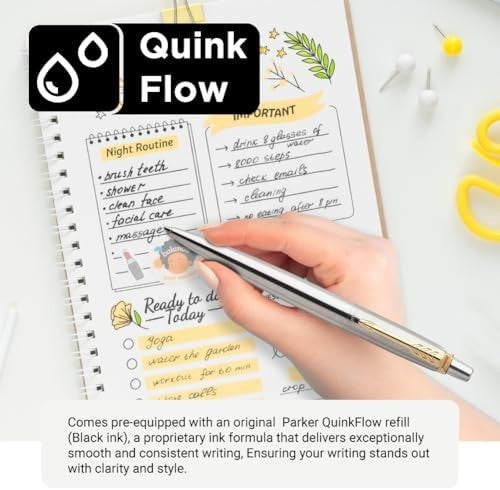 Personalised Ballpoint Pen – Silver Stainless Steel, Gold Clip, Medium Black Ink