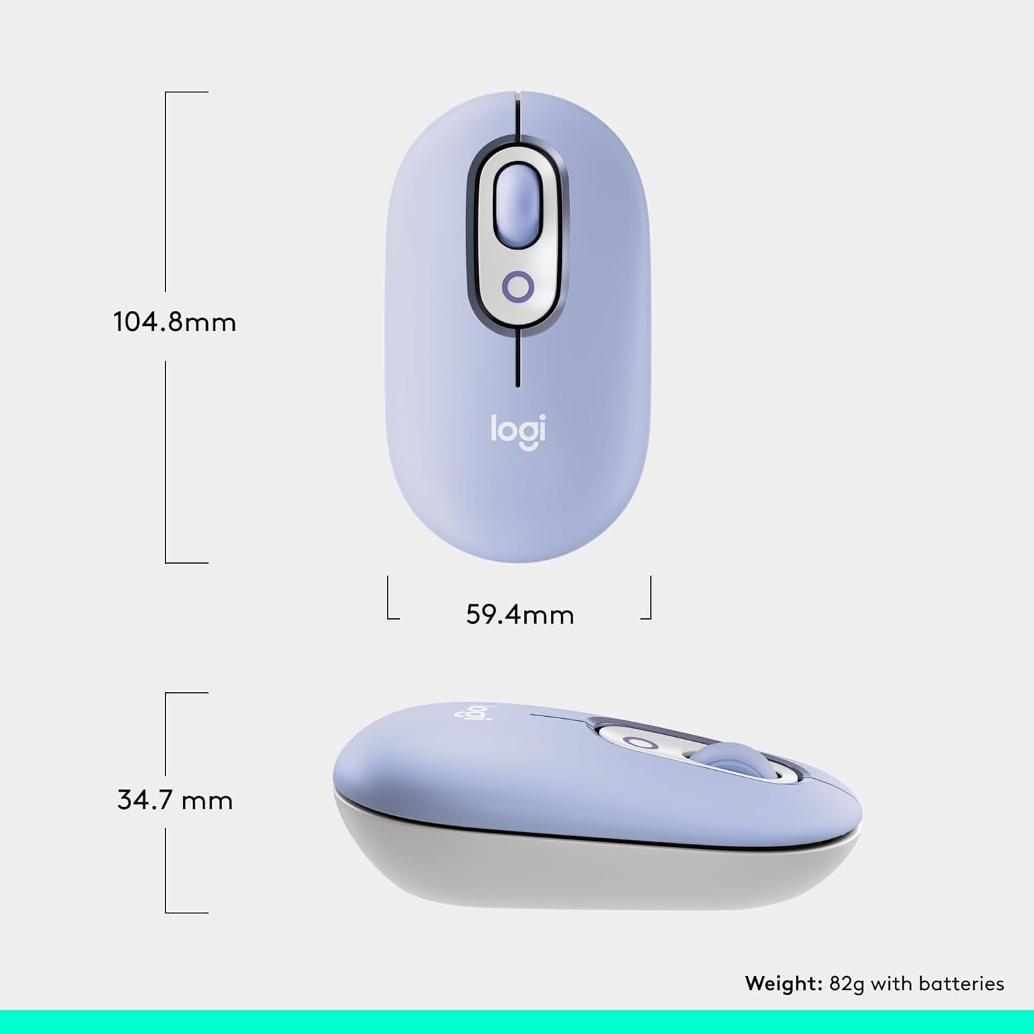 Compact Wireless Bluetooth Mouse Quiet Click Multi Device Lilac