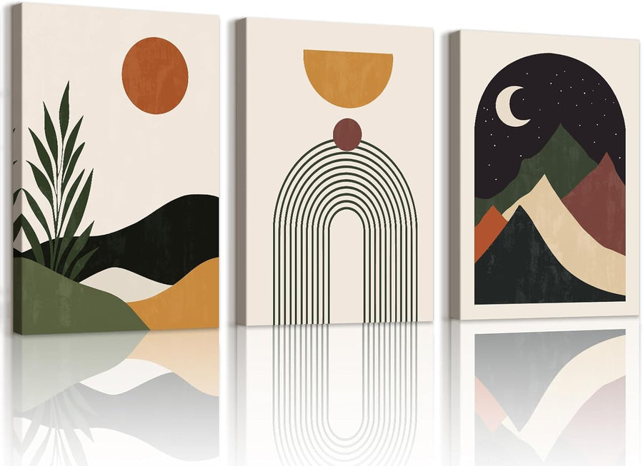 Boho Abstract Wall Art Set of 3 Framed Canvas 50x70cm